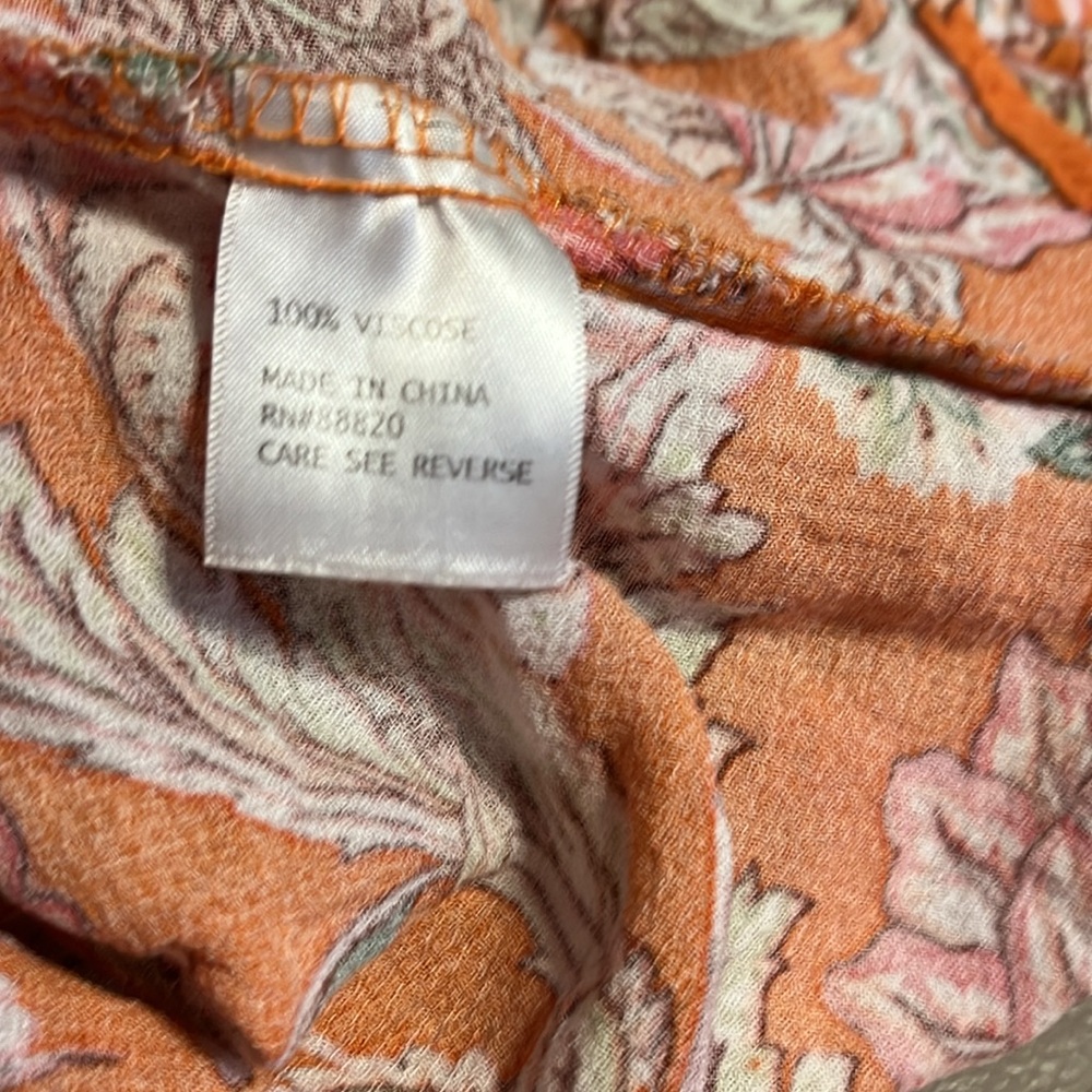 RACHEL Rachel Roy Boho Floral Peasant Blouse Tassel Tie Size XL - Picture 8 of 10